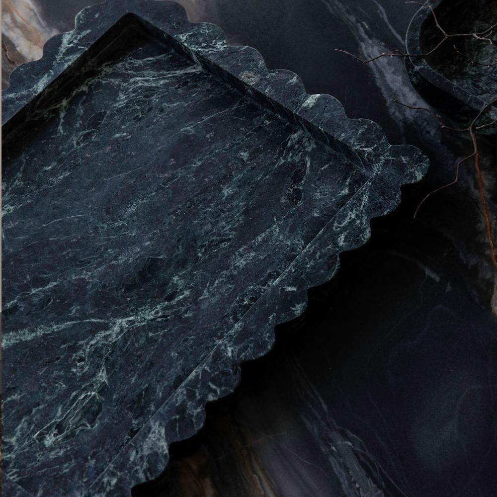 Palazzo Large Scalloped Tray â€“ Elegant luxury homeware tray with intricate scalloped edges, inspired by palatial architecture. Perfect for adding grandeur to living or work spaces, combining beauty and functionality