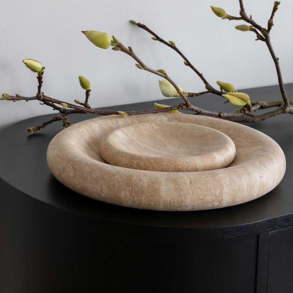 Solstice small sculpted tray, elegantly designed, perfect for adding a luxurious, artistic touch to upscale interiors or as a unique decor accent.