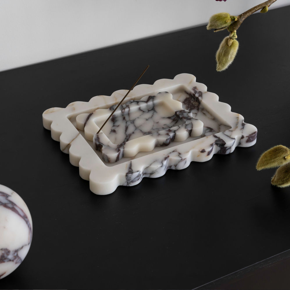 Palazzo Medium Scalloped Tray â€“ Luxury homeware tray with opulent scalloped edges, inspired by palatial architecture. Perfect for elevating work or living spaces with elegant design and functional style