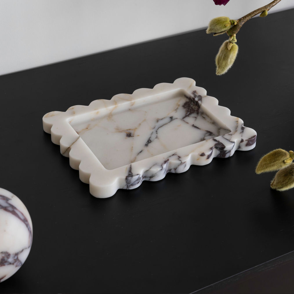 Palazzo Medium Scalloped Tray â€“ Luxury homeware tray with opulent scalloped edges, inspired by palatial architecture. Perfect for elevating work or living spaces with elegant design and functional style