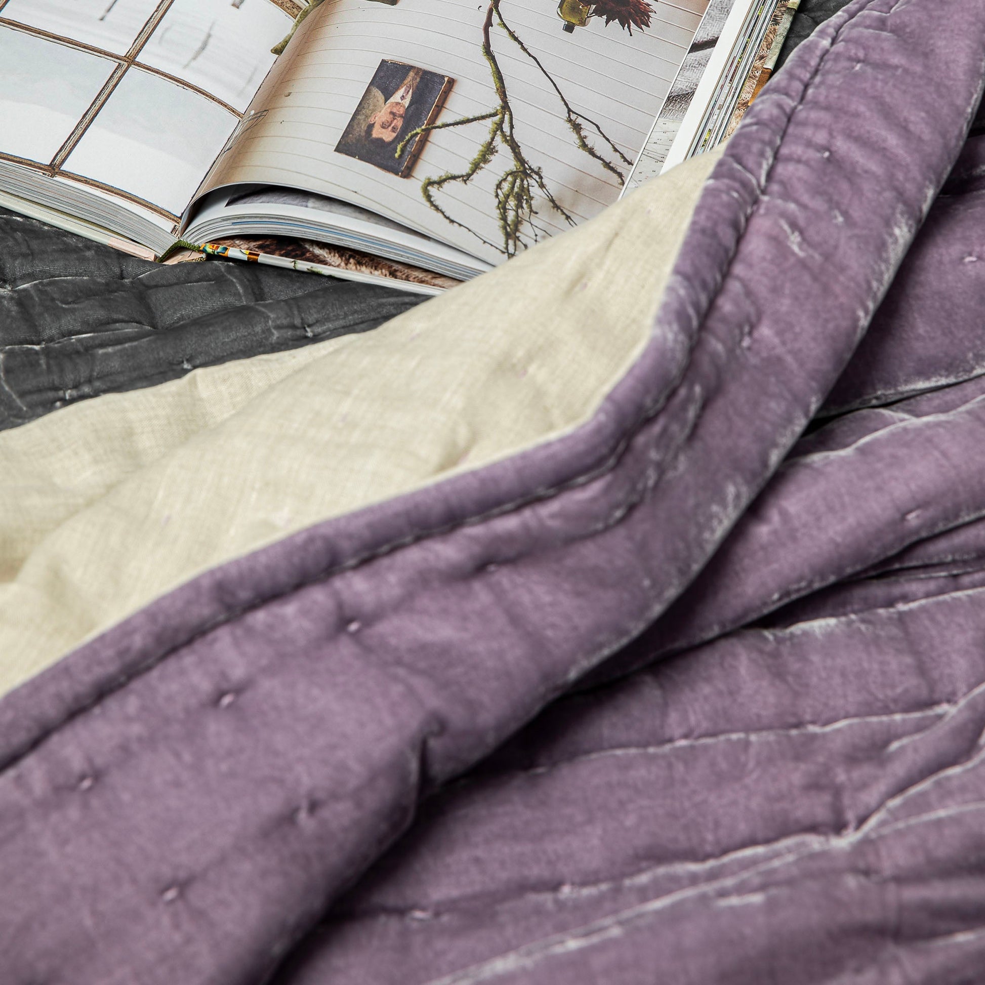 Tempt Silk Velvet Throw in Lilac