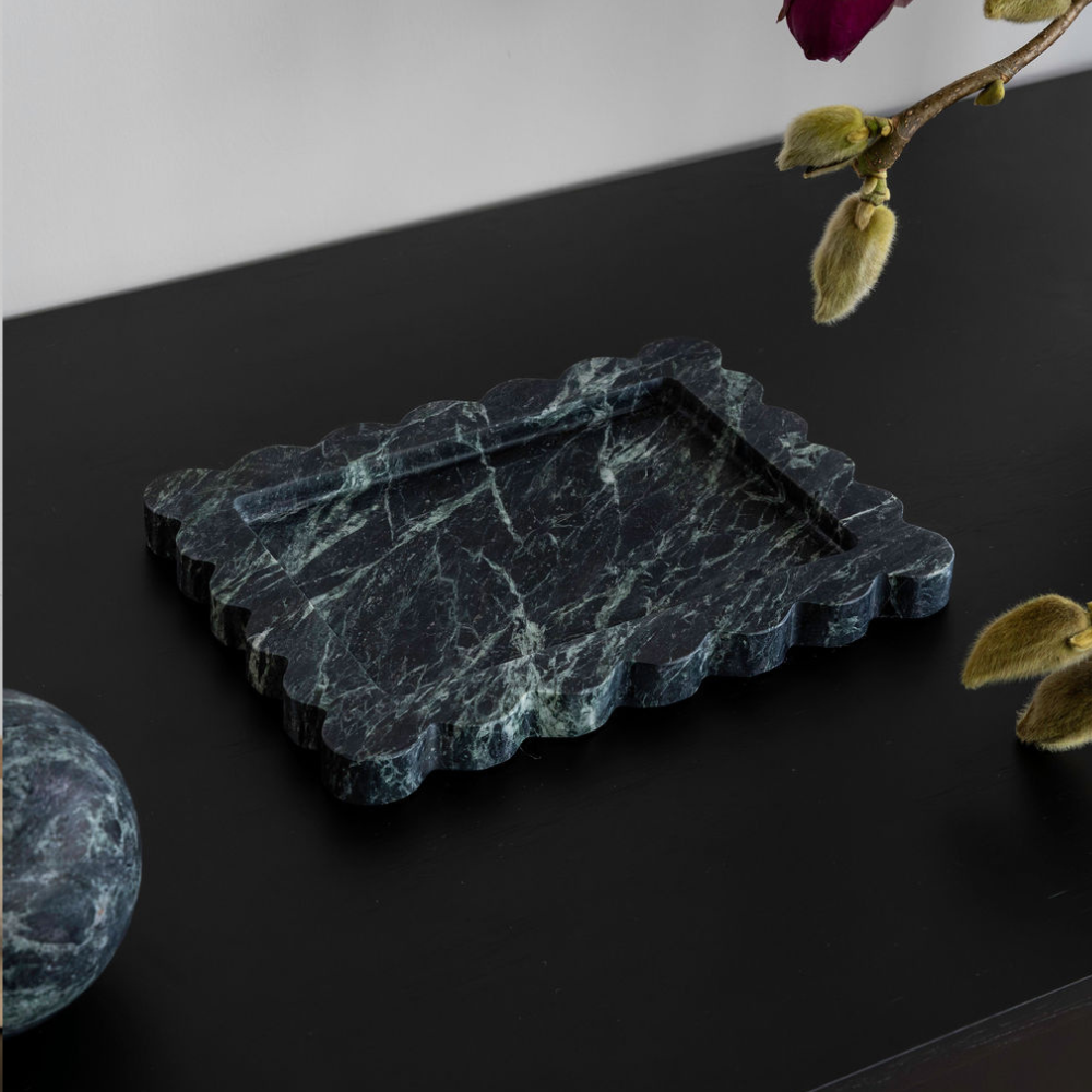 Palazzo Medium Scalloped Tray â€“ Luxury homeware tray with opulent scalloped edges, inspired by palatial architecture. Perfect for elevating work or living spaces with elegant design and functional style