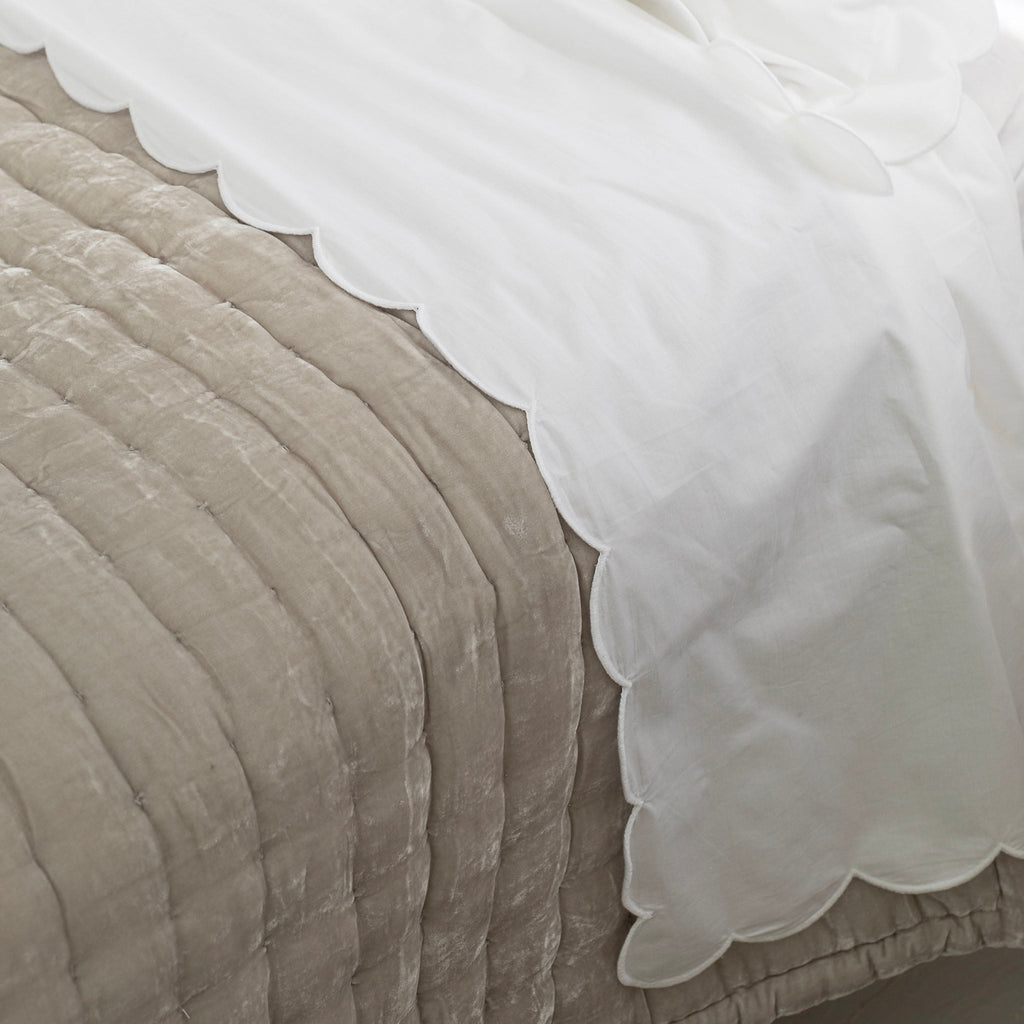 Scalloped Edge Cotton Flat Sheet in White - 450 Thread Count