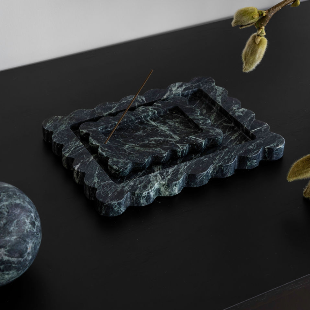 Palazzo Medium Scalloped Tray â€“ Luxury homeware tray with opulent scalloped edges, inspired by palatial architecture. Perfect for elevating work or living spaces with elegant design and functional style