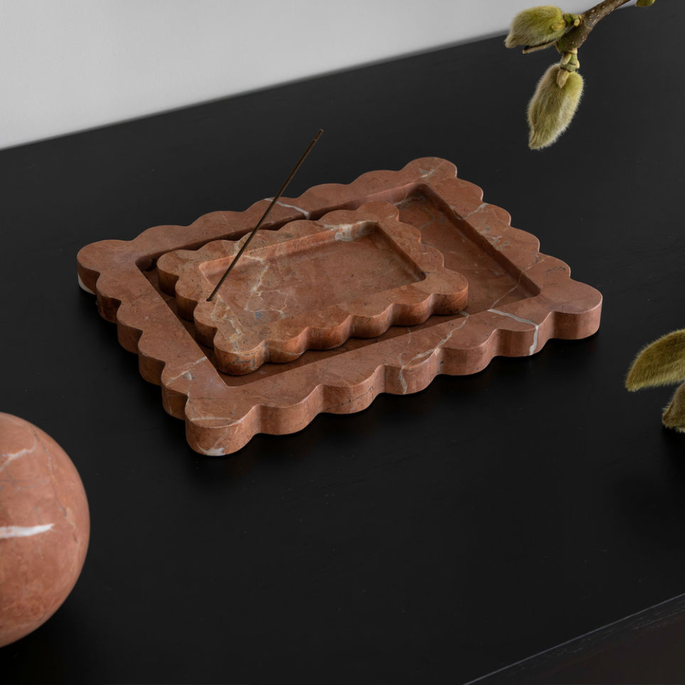 Palazzo Medium Scalloped Tray â€“ Luxury homeware tray with opulent scalloped edges, inspired by palatial architecture. Perfect for elevating work or living spaces with elegant design and functional style