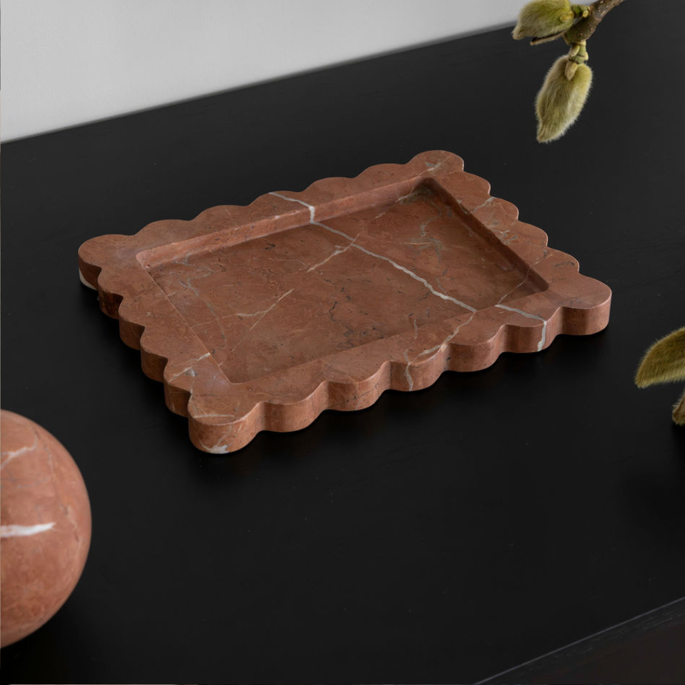 Palazzo Medium Scalloped Tray â€“ Luxury homeware tray with opulent scalloped edges, inspired by palatial architecture. Perfect for elevating work or living spaces with elegant design and functional style
