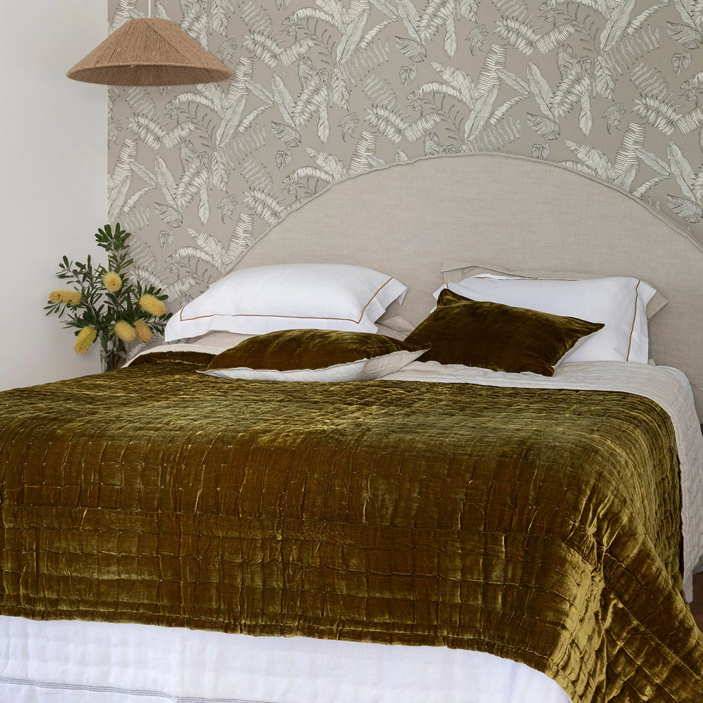 Allure Silk Velvet & Linen Quilt - Chartreuse
