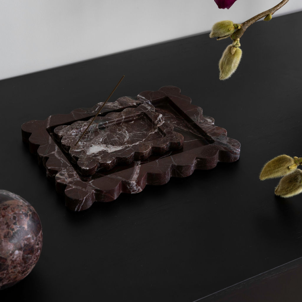 Palazzo Medium Scalloped Tray â€“ Luxury homeware tray with opulent scalloped edges, inspired by palatial architecture. Perfect for elevating work or living spaces with elegant design and functional style