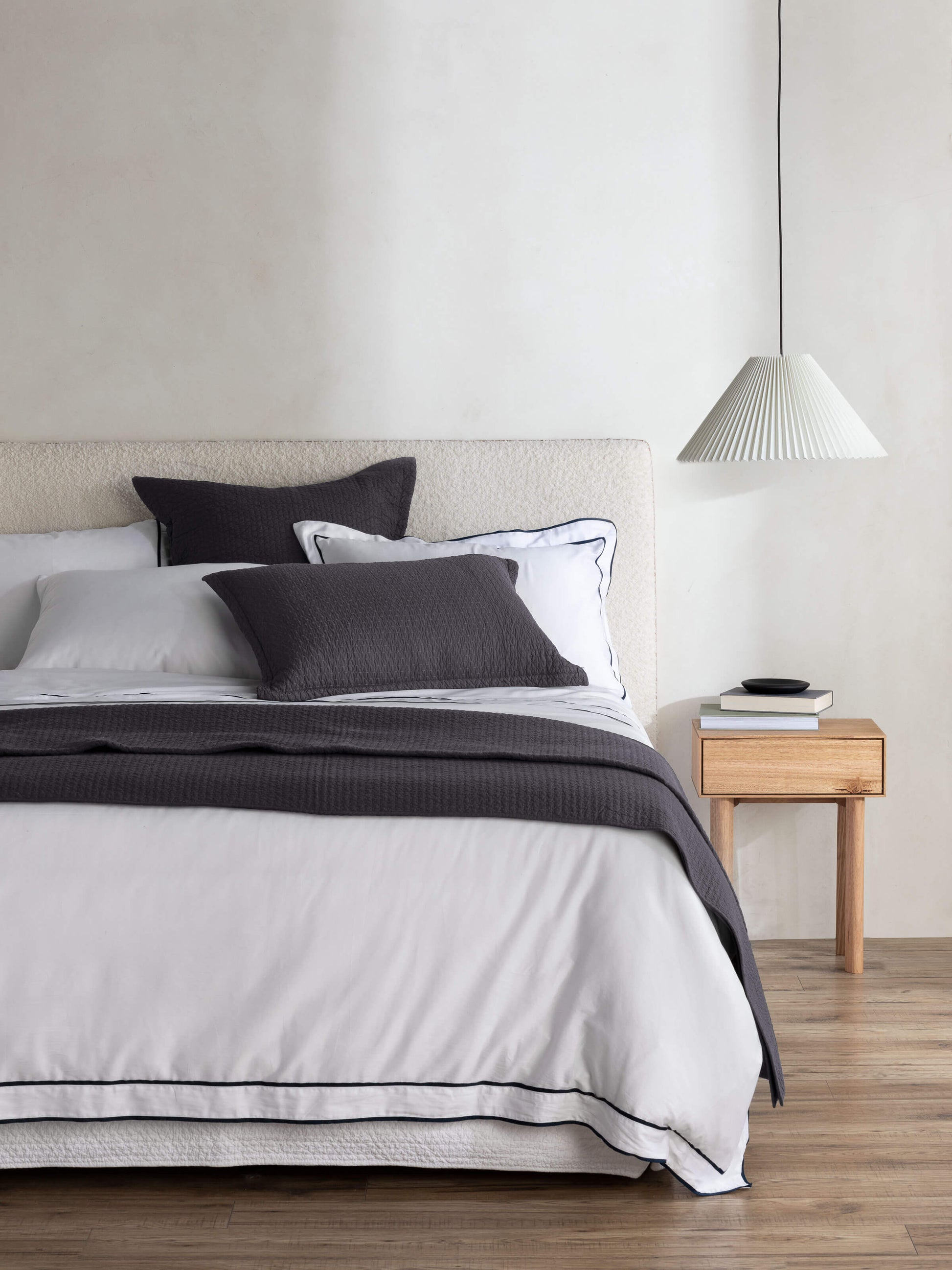 Aspen Charcoal Pure Cotton Quilted Pillowcases