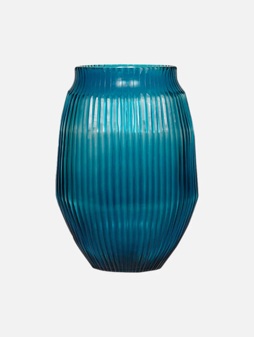 Cut Glass Vase Medium in Aegean