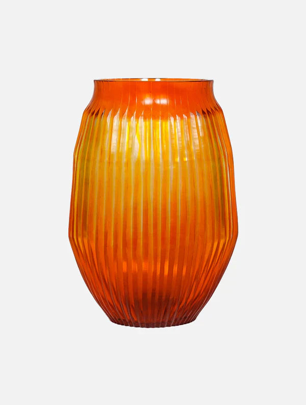 Cut Glass Vase Medium in Blood Orange