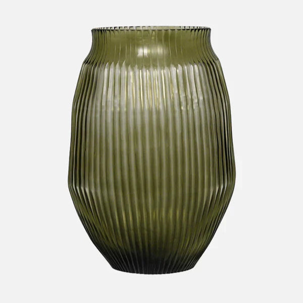 Cut Glass Vase Medium in Moss