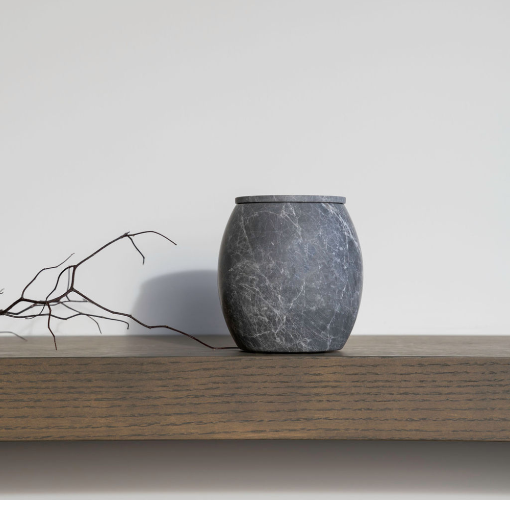 Collector Cannister â€“ Stylish stone storage vessel, perfect for organizing miscellanea or as a pen cup. Combines modern design with practical simplicity to enhance workspace or home dÃ©cor.
