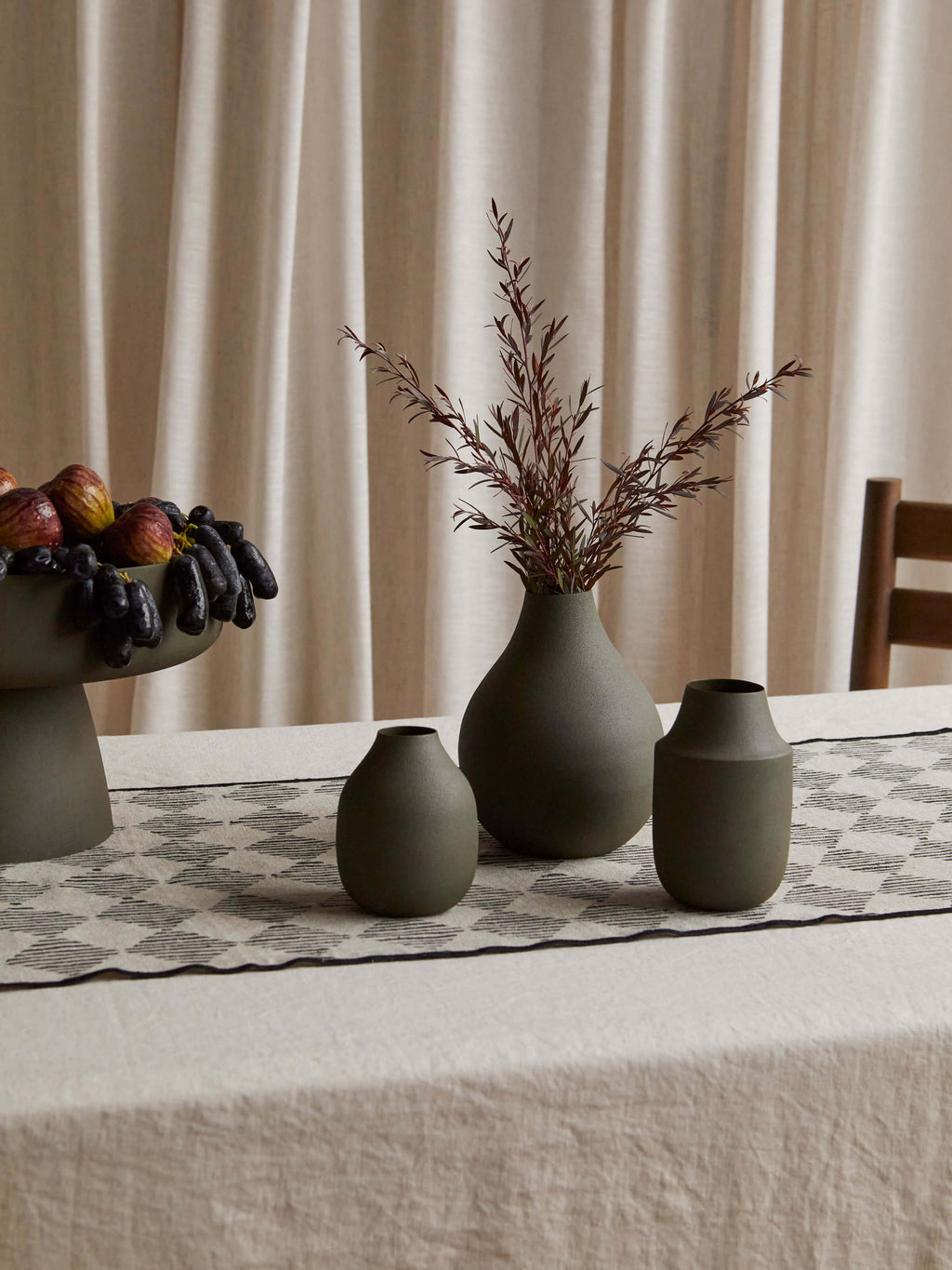 Mona Olive Trio of Vases