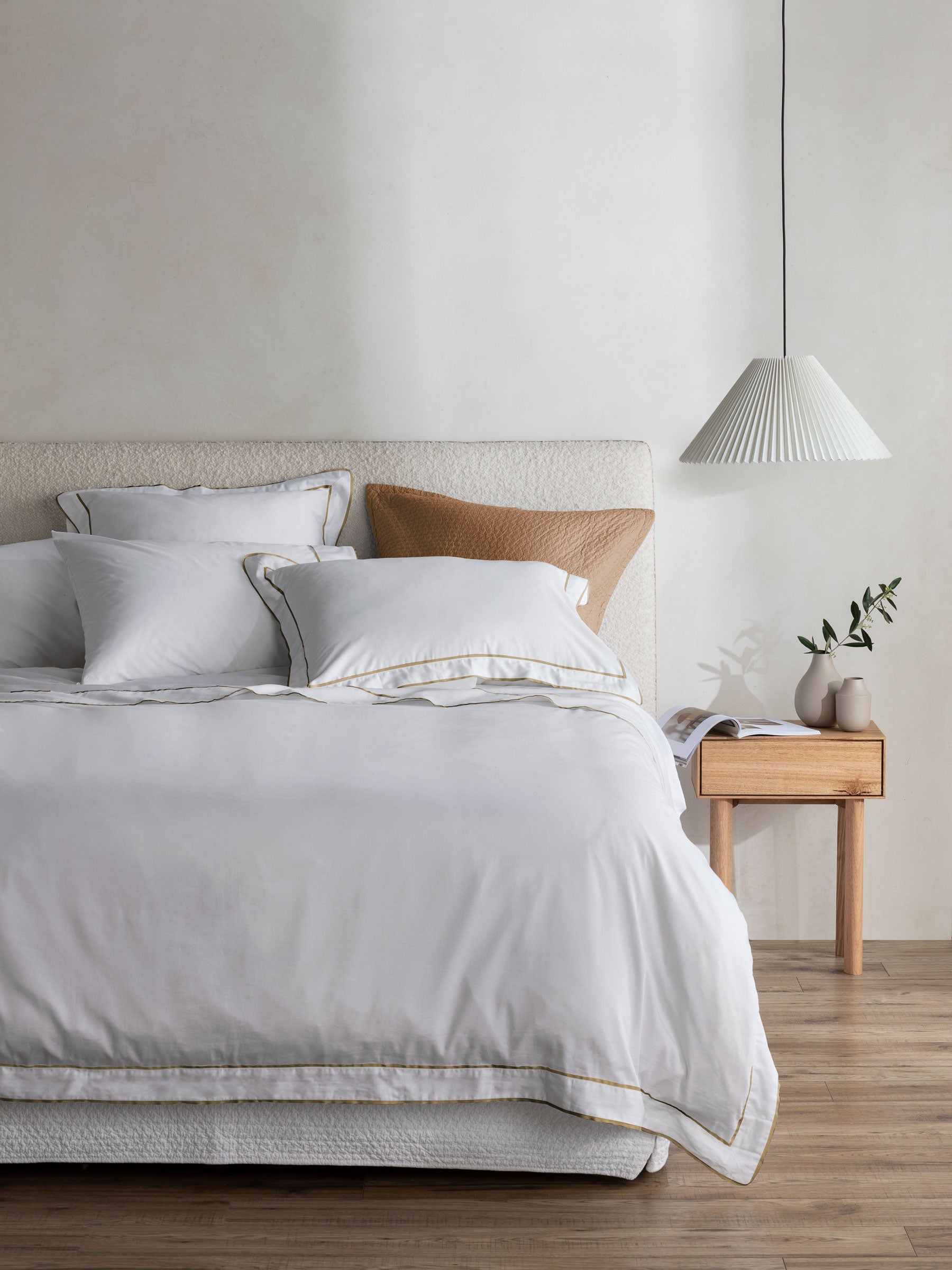 Grosgrain Caramel Egyptian Cotton Tailored Pillowcases