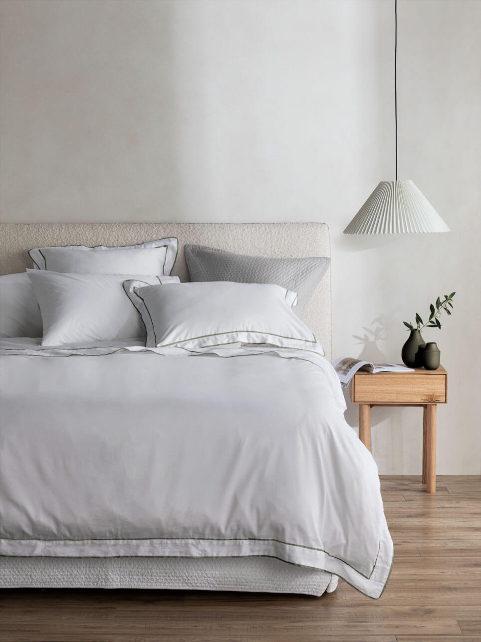 Grosgrain Olive Egyptian Cotton Duvet Cover Set