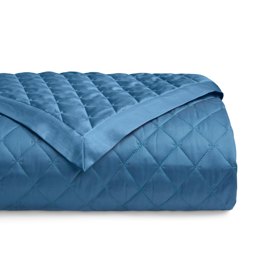 Hampton Diamond-Stitch Bed Throw - Vintage Teal