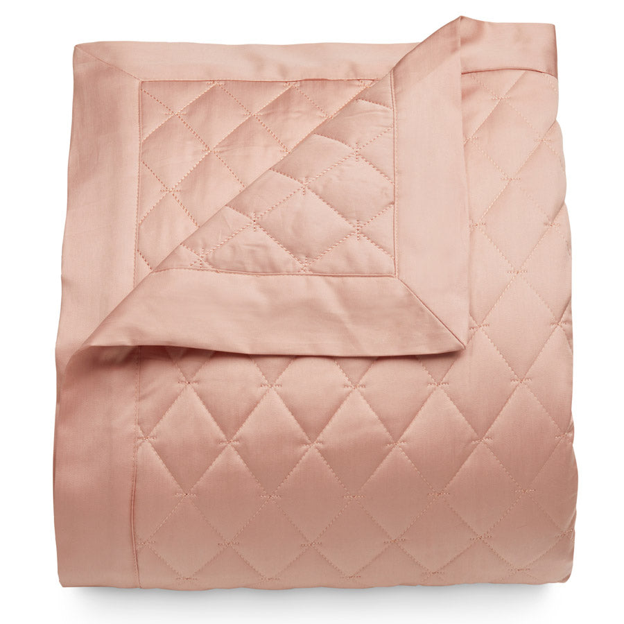 Hampton Diamond-Stitch Bed Throw - Clay