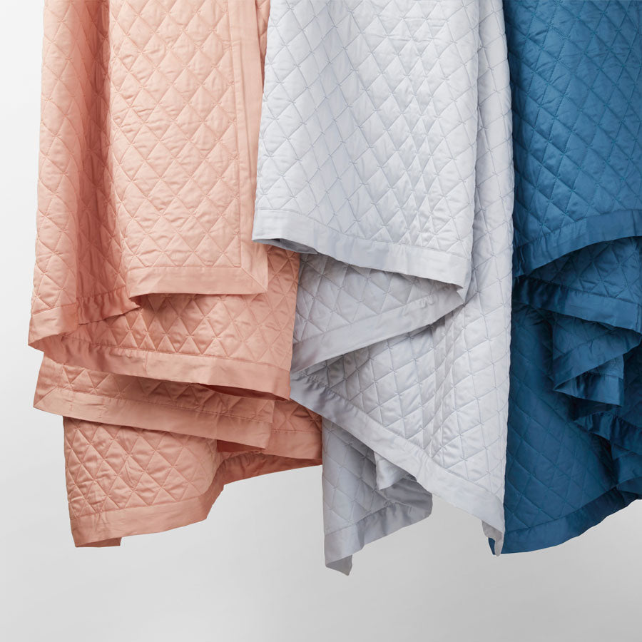 Hampton Diamond-Stitch Bed Throw - Vintage Teal