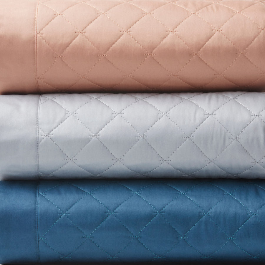 Hampton Diamond-Stitch Bed Throw - Vintage Teal