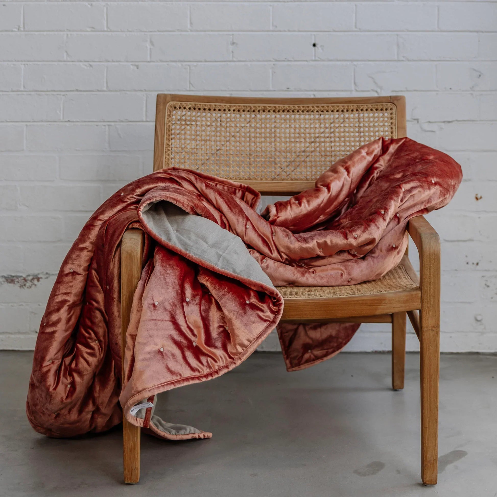 Dainty Cotton Velvet Throw - Burnt Orange