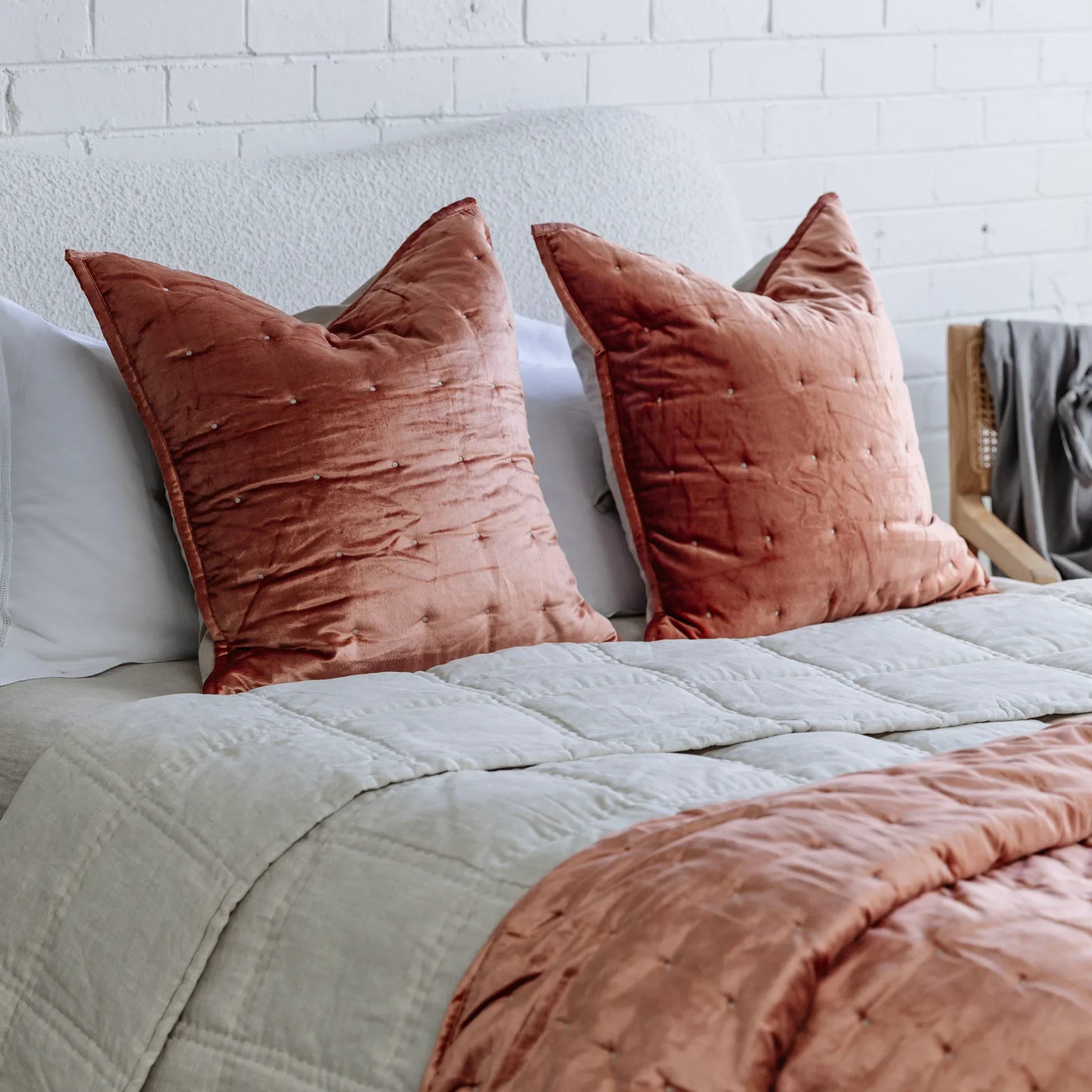 Dainty Cotton Velvet Cushion Cover - Burnt Orange