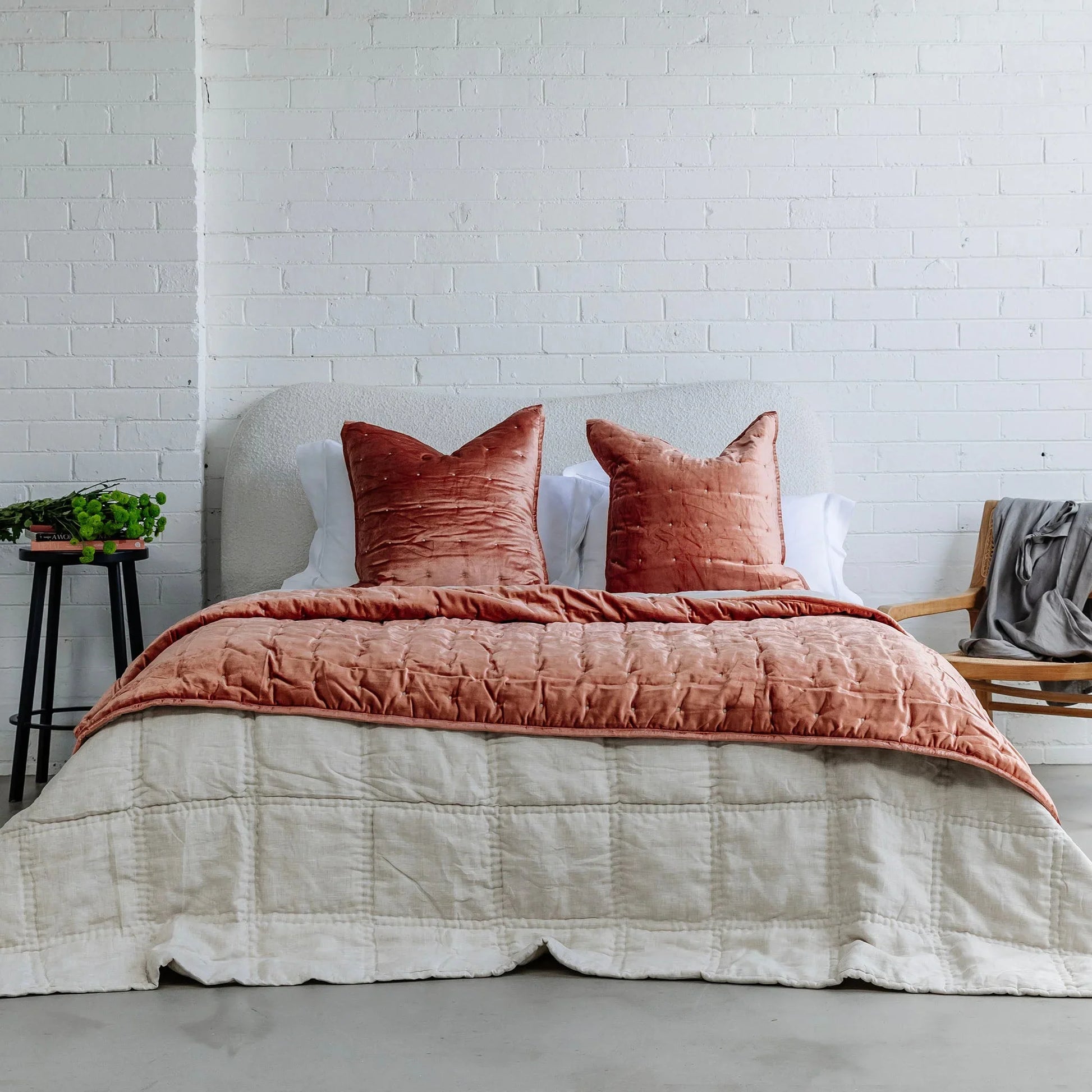 Dainty Cotton Velvet Cushion Cover - Burnt Orange