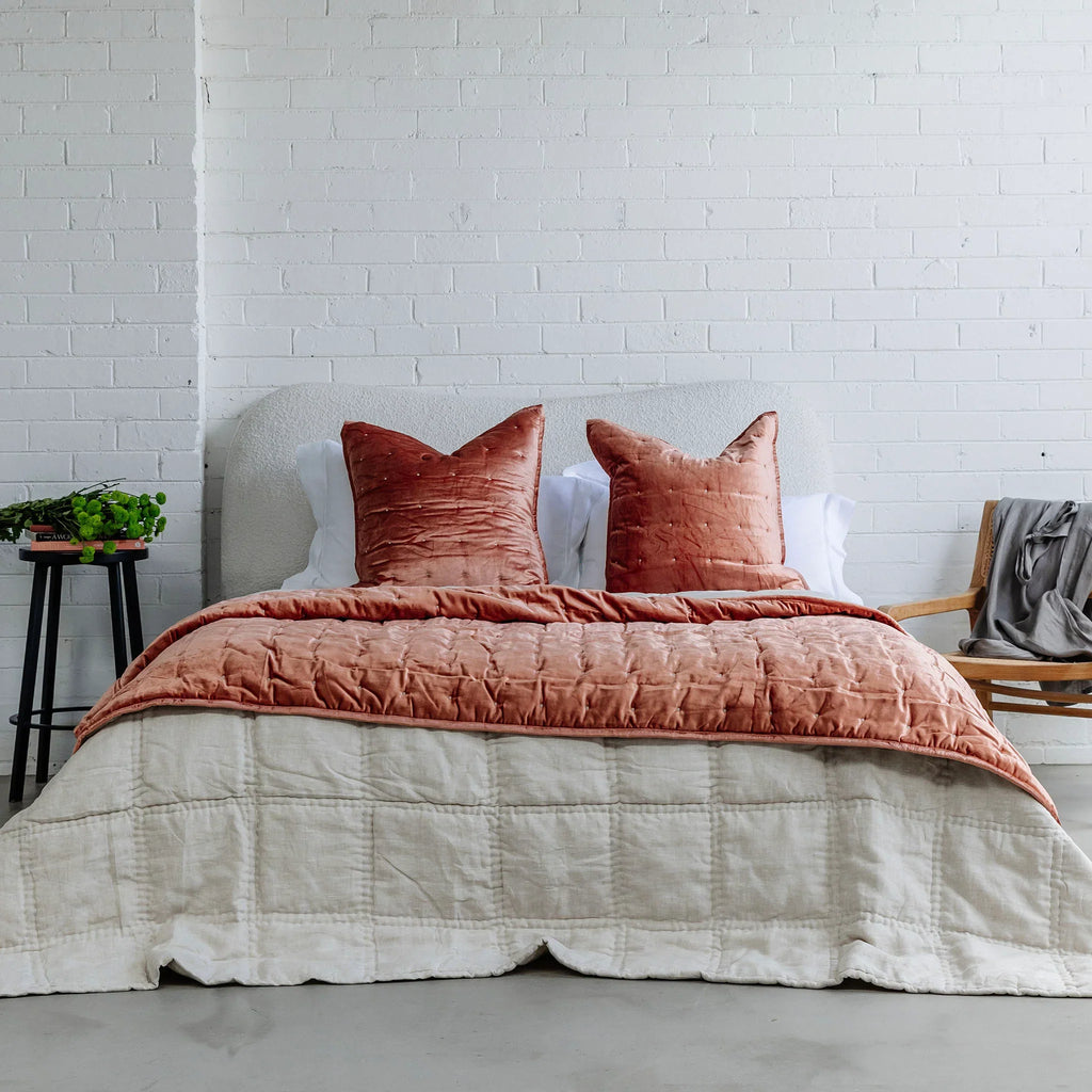 Dainty Cotton Velvet Throw - Burnt Orange