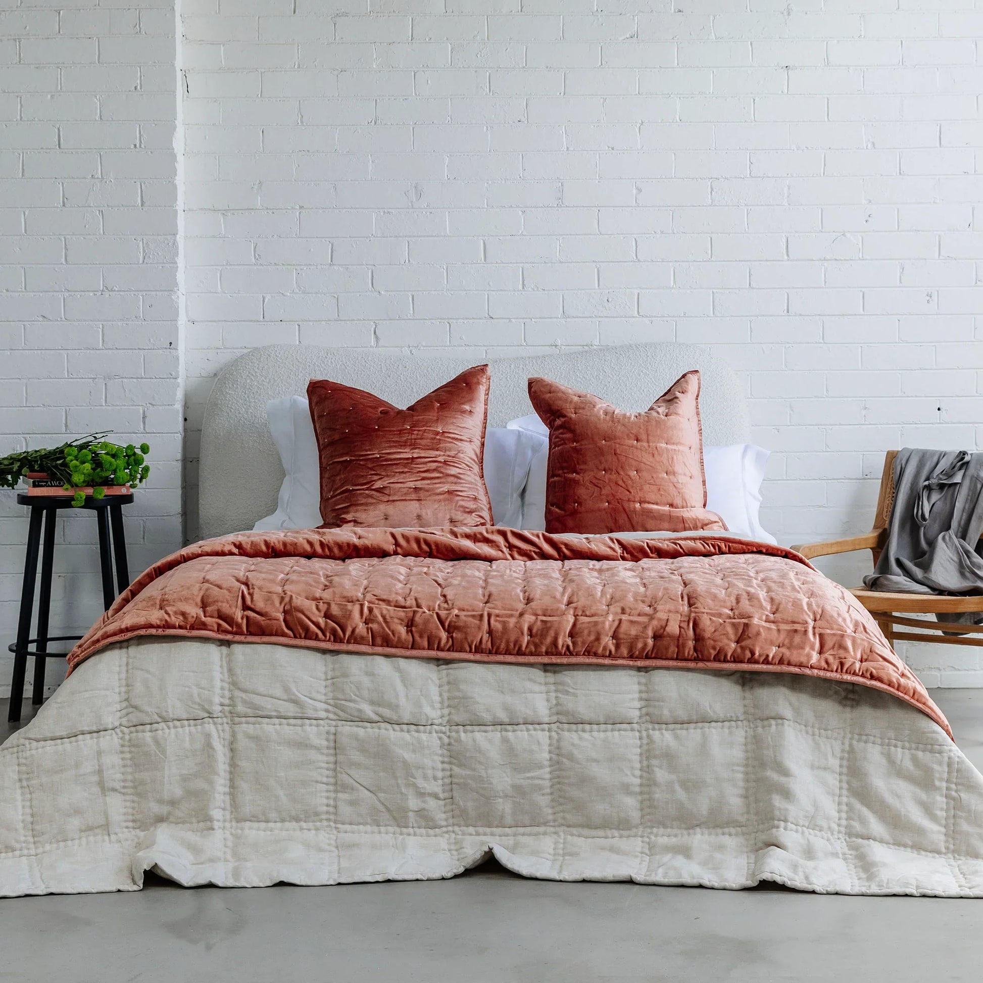 Dainty Cotton Velvet Throw - Burnt Orange