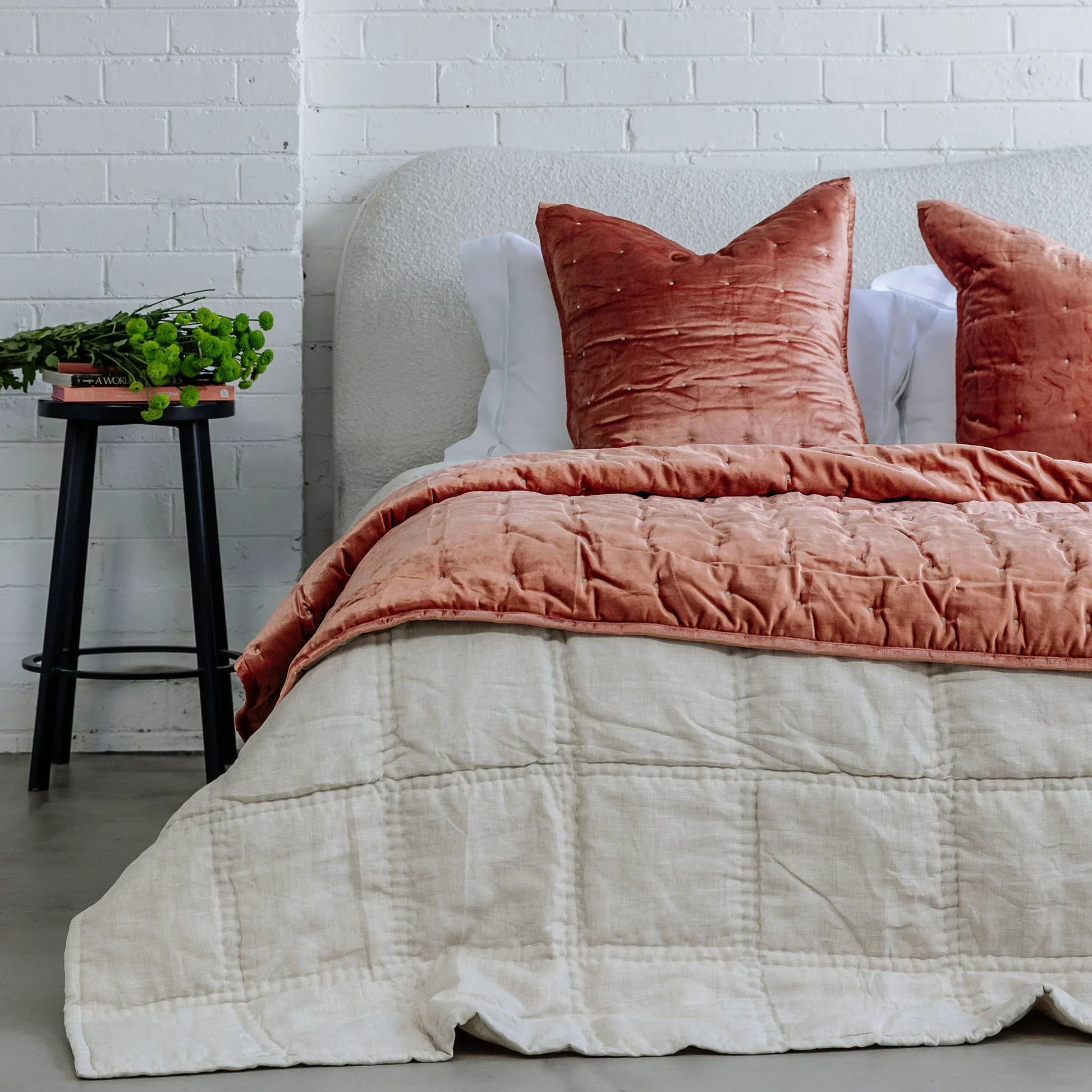 Dainty Cotton Velvet Throw - Burnt Orange