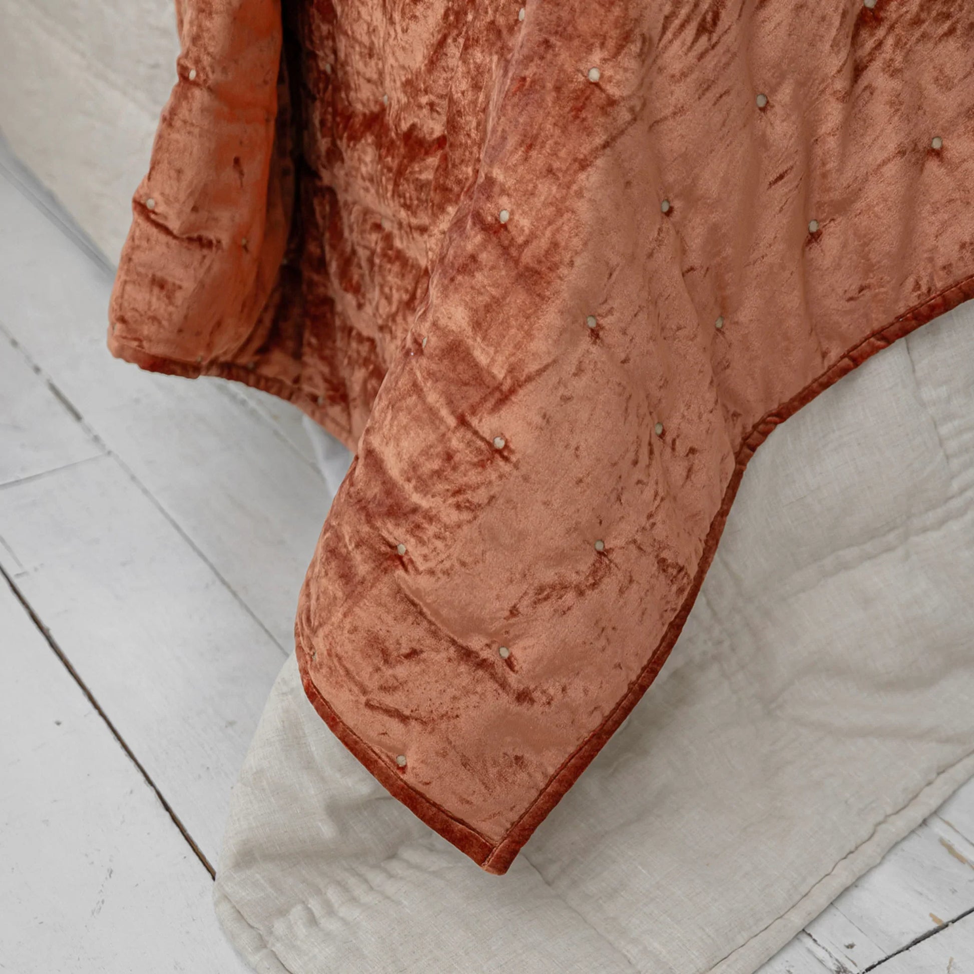 Dainty Cotton Velvet Throw - Burnt Orange