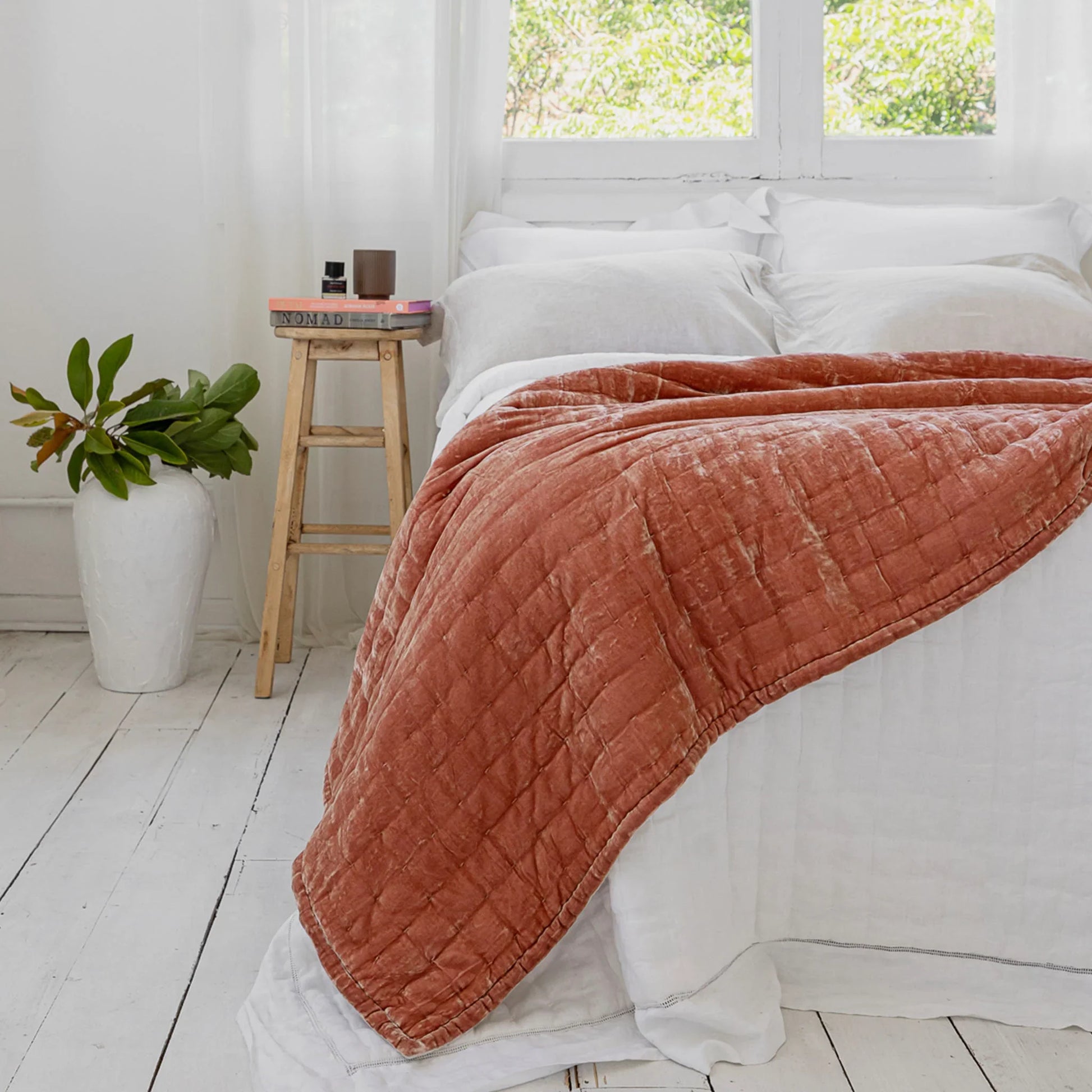 Tempt Silk Velvet Throw - Desert Coral