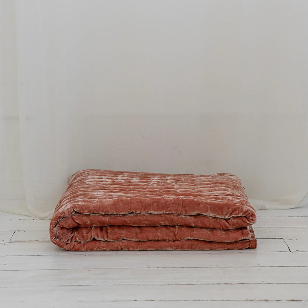 Tempt Silk Velvet Throw - Desert Coral
