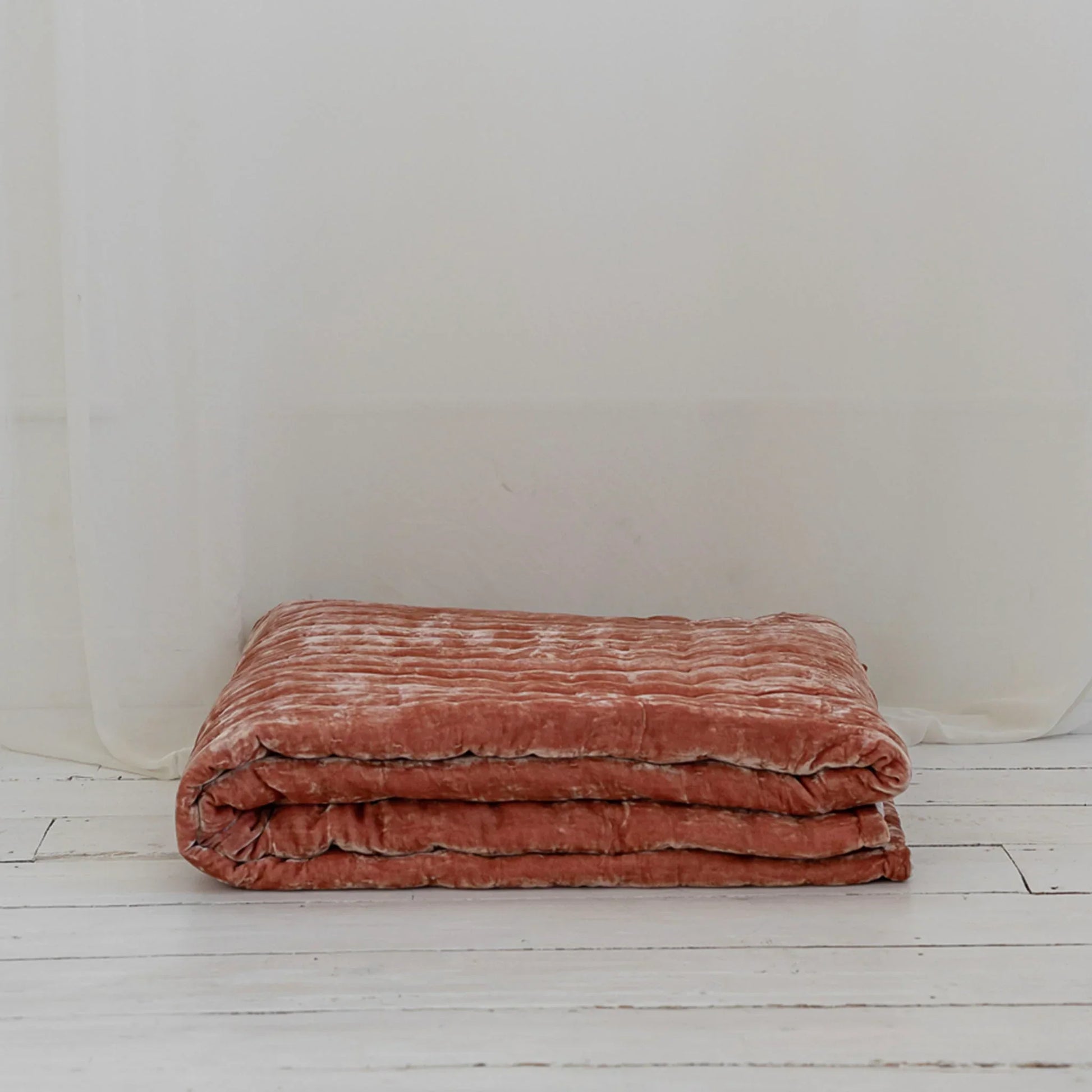 Tempt Silk Velvet Throw - Desert Coral