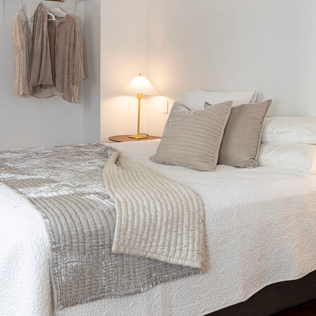 Enchant Silk Velvet Throw - Pearl