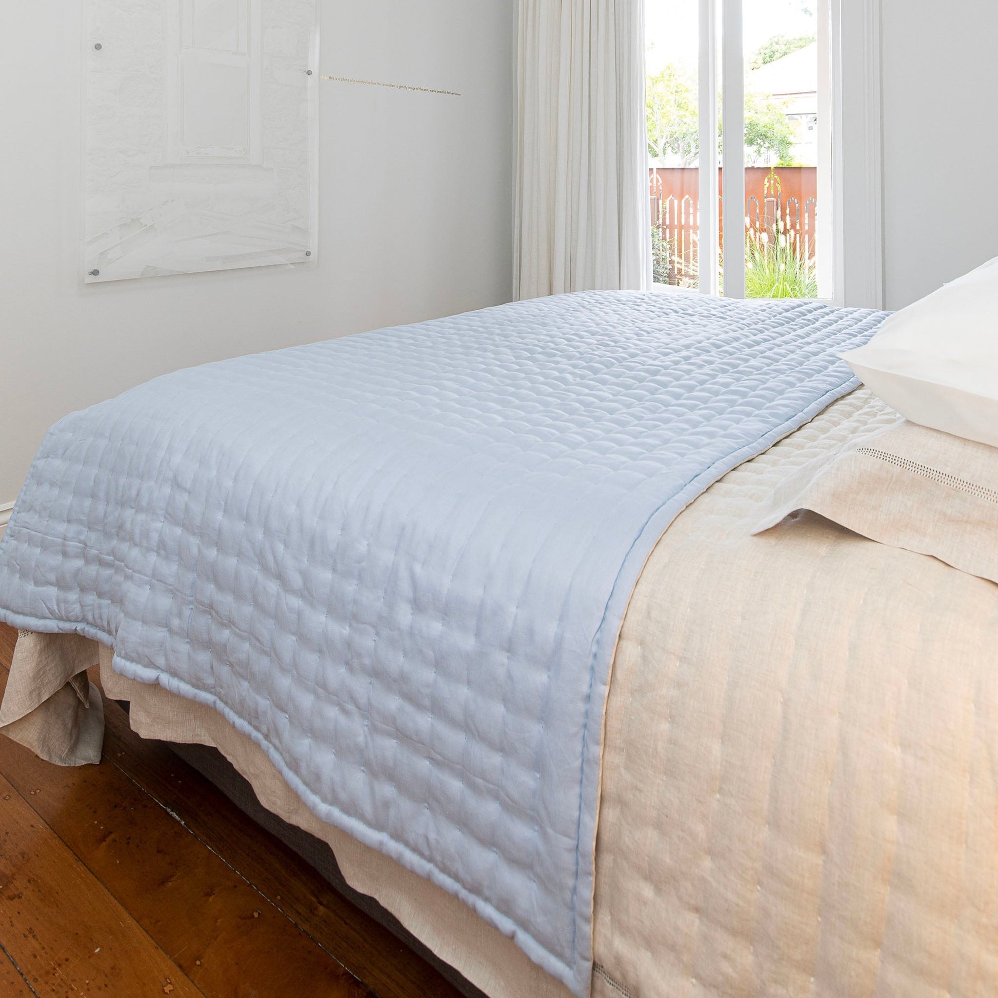 Tempt Linen Throw - Sky Blue