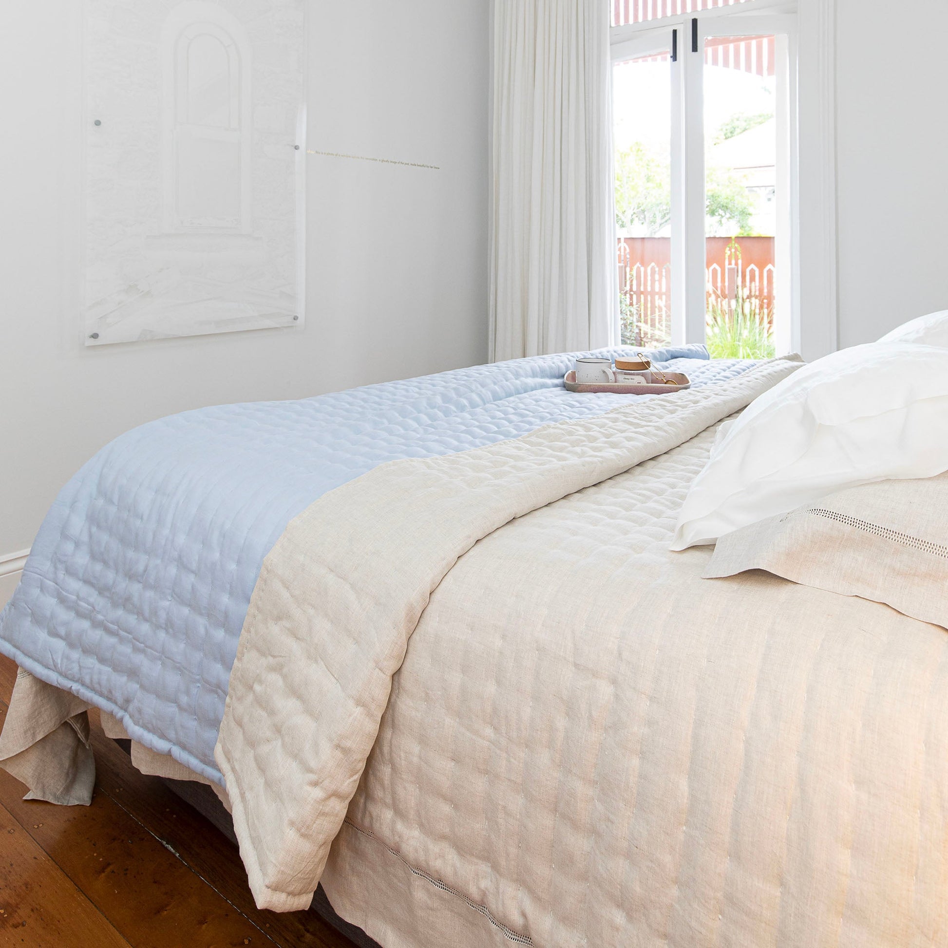 Tempt Linen Throw - Sky Blue