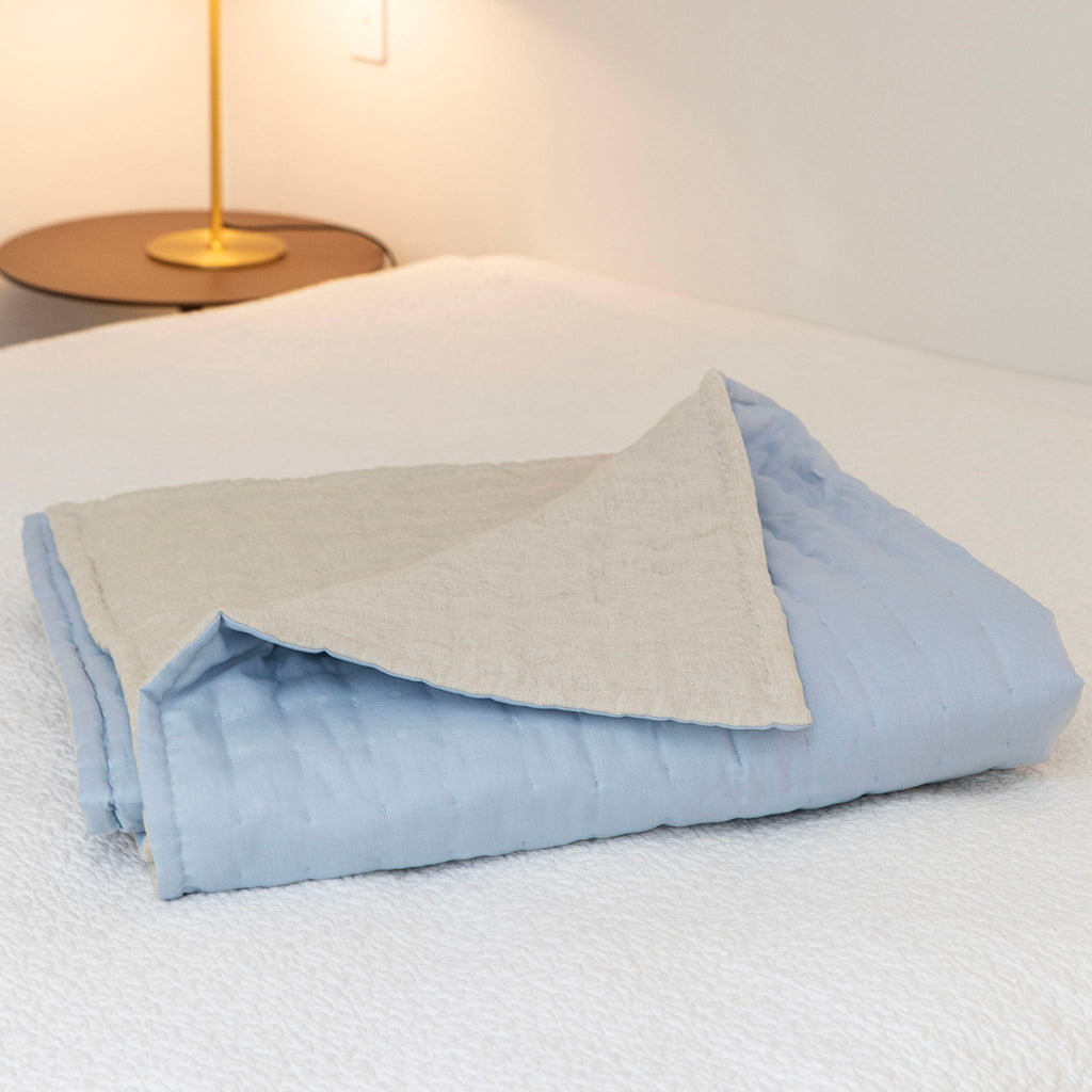 Tempt Linen Throw - Sky Blue