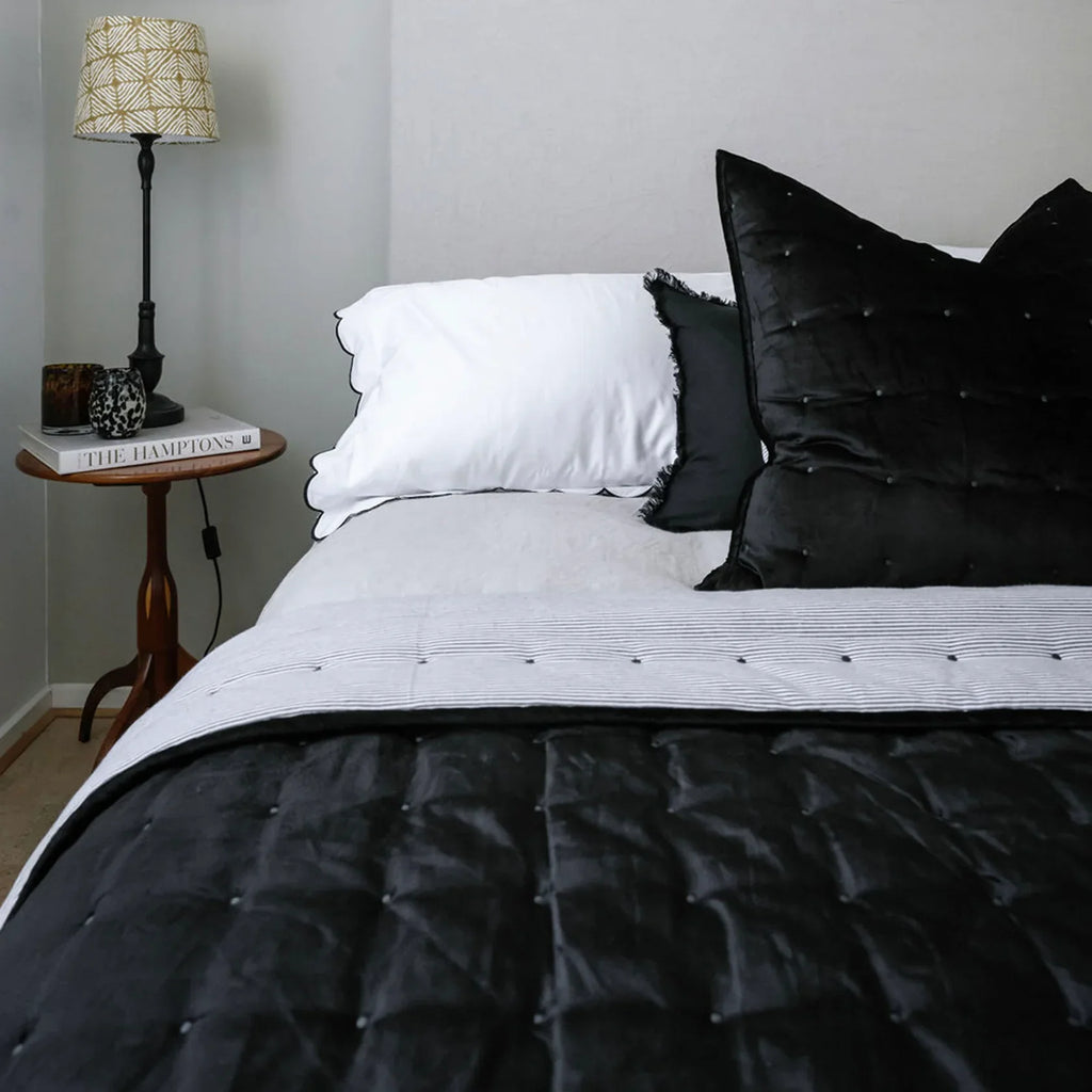 Dainty Cotton Velvet Throw - Black