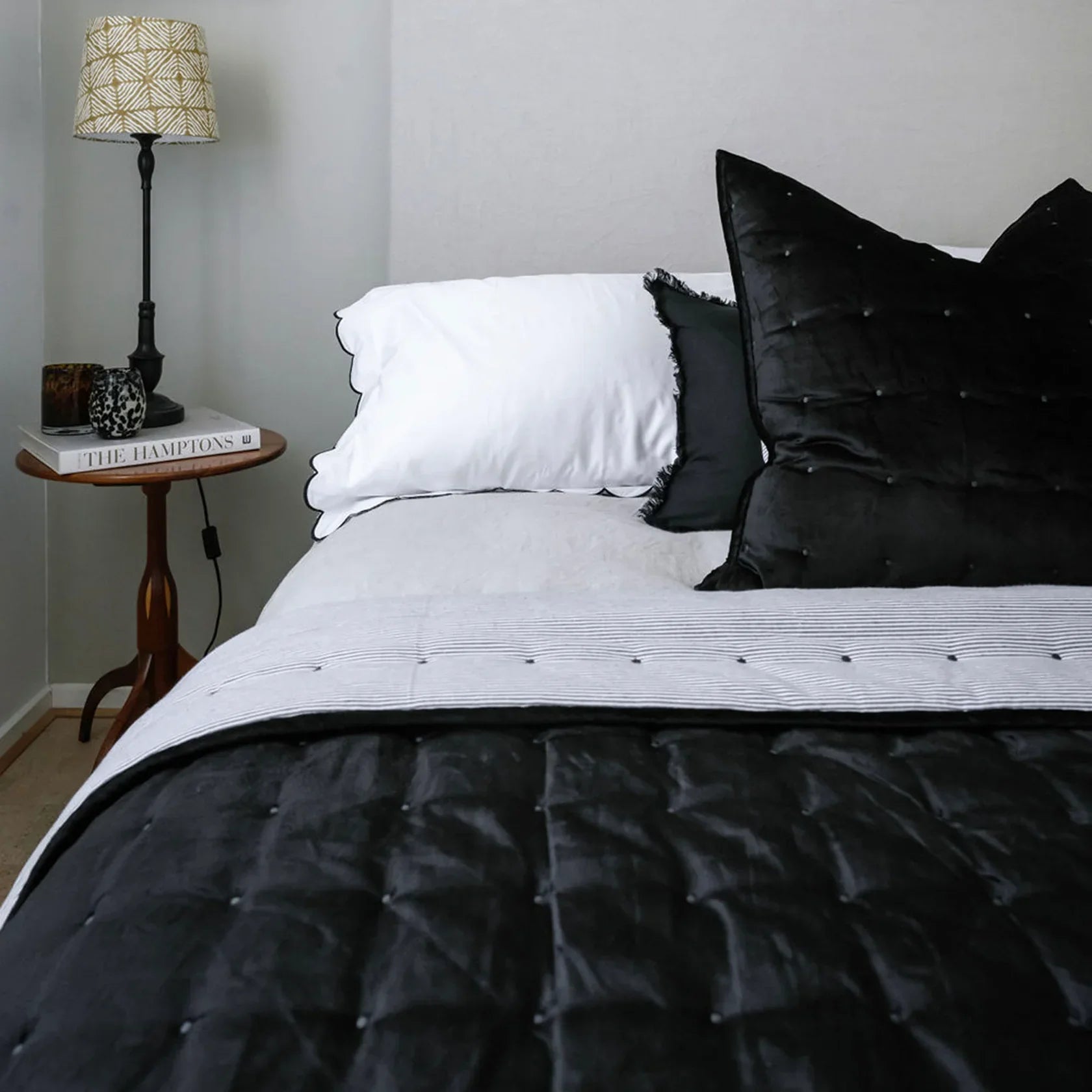 Dainty Cotton Velvet Throw - Black