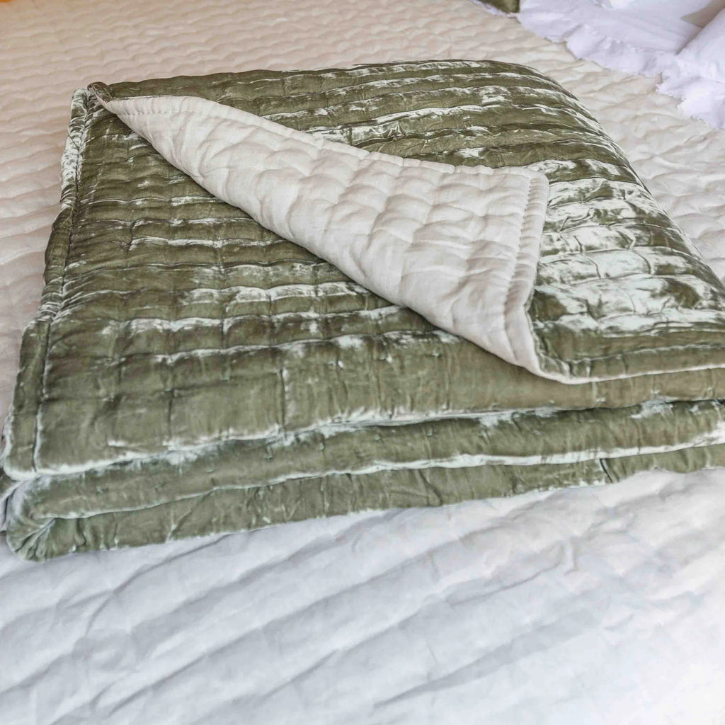 Tempt Silk Velvet Throw in Caper