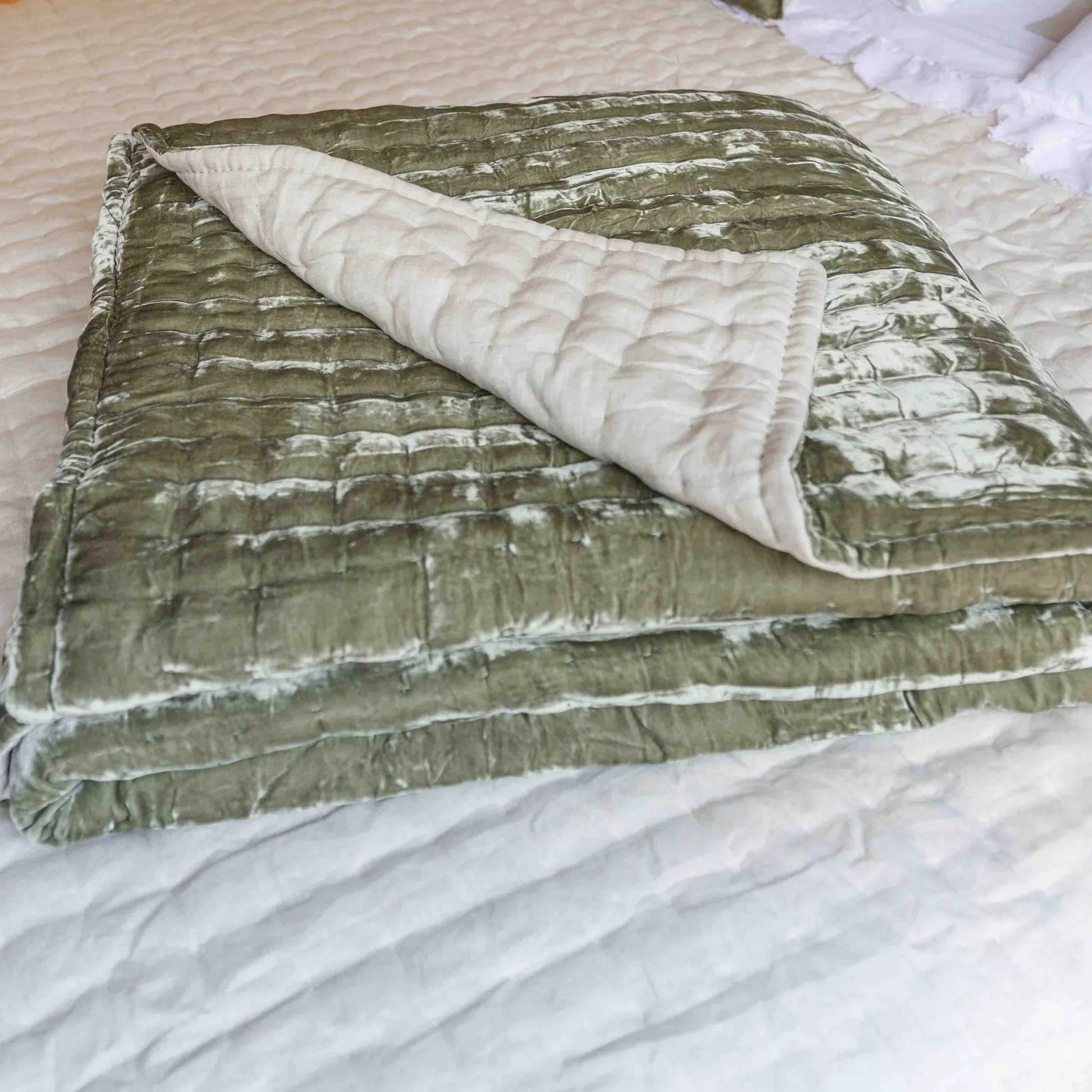 Tempt Silk Velvet Throw in Caper