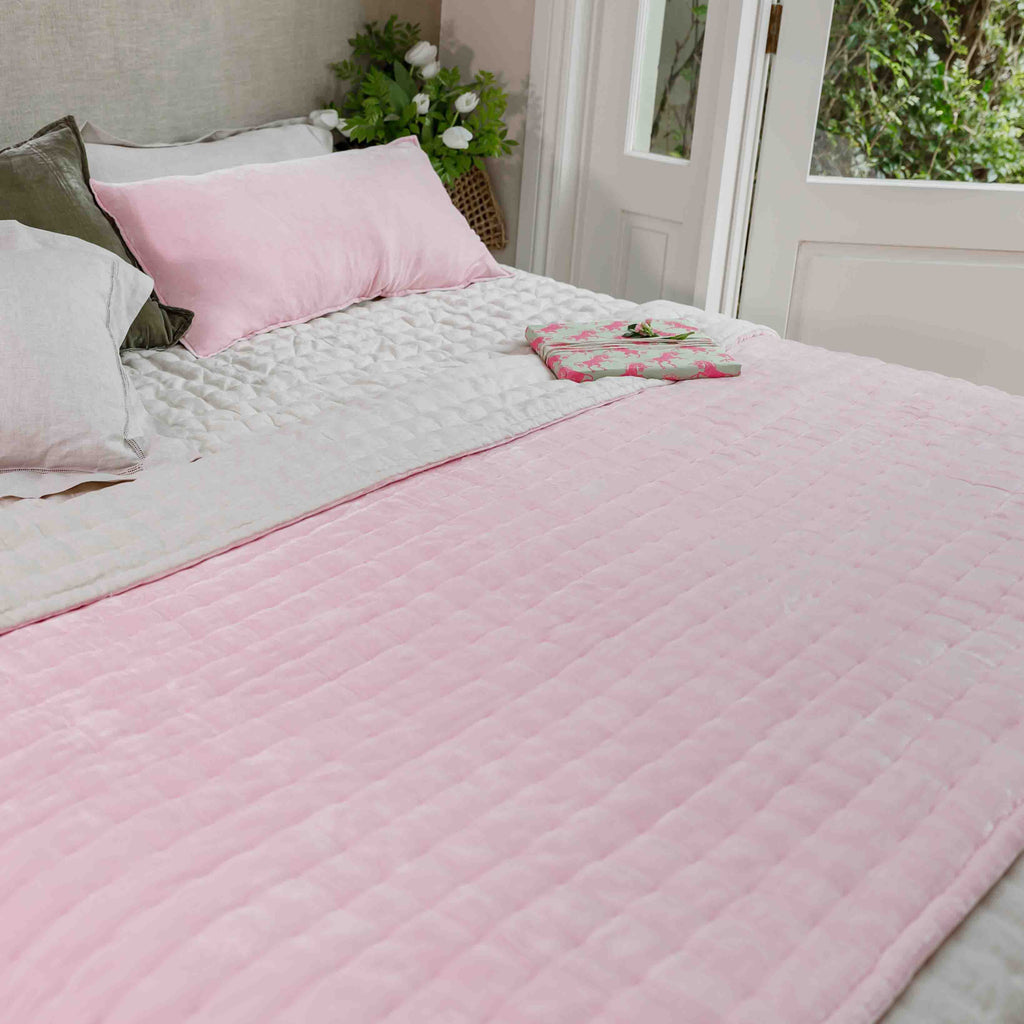 Tempt Silk Velvet Throw - Coconut Ice