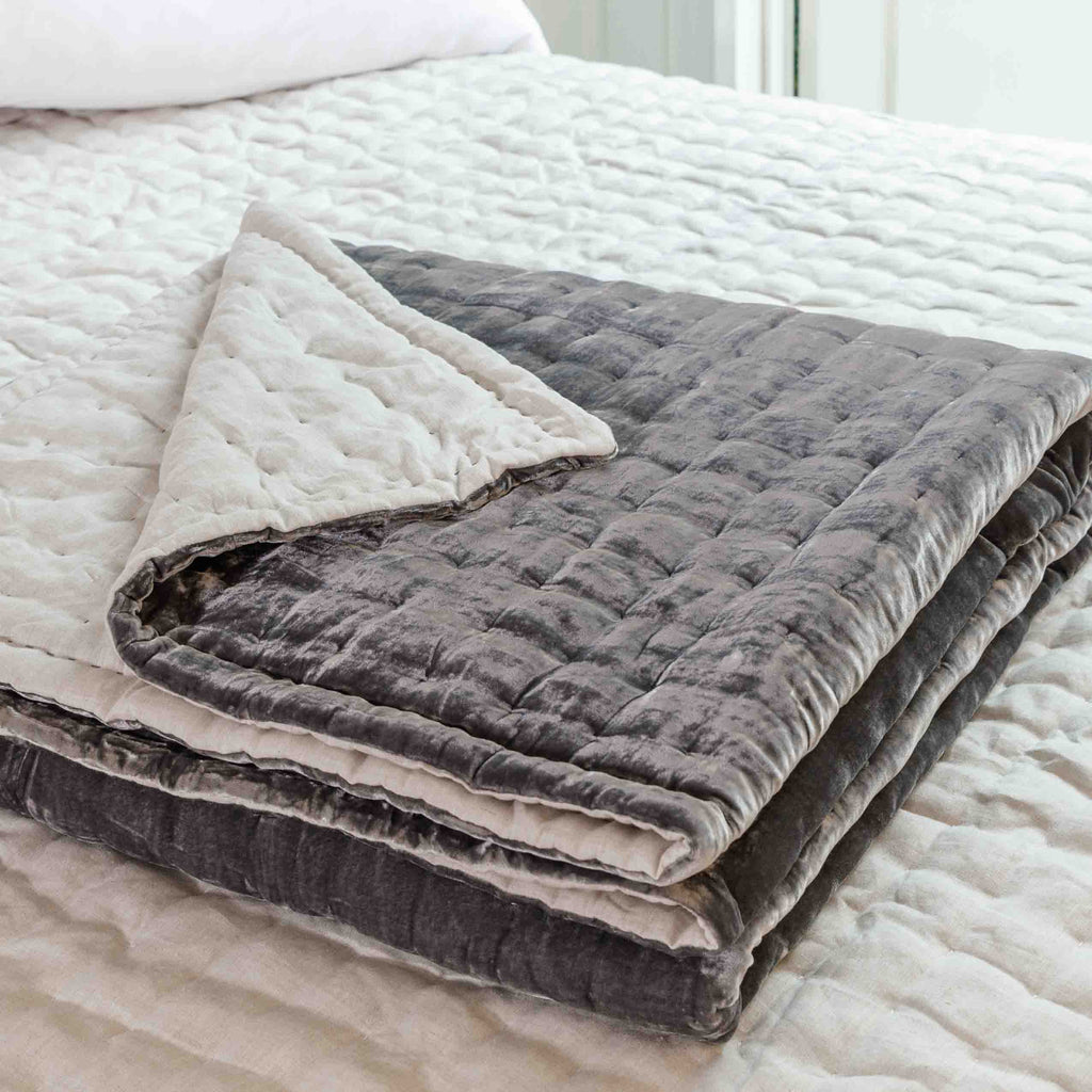 Tempt Silk Velvet Throw - Smoke Grey
