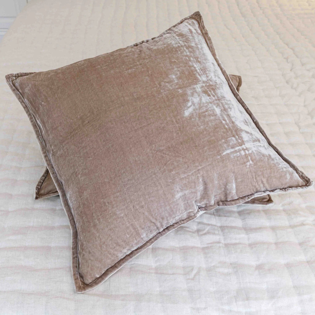 Silk Velvet & Linen 50 x 50cm Cushions in Latte