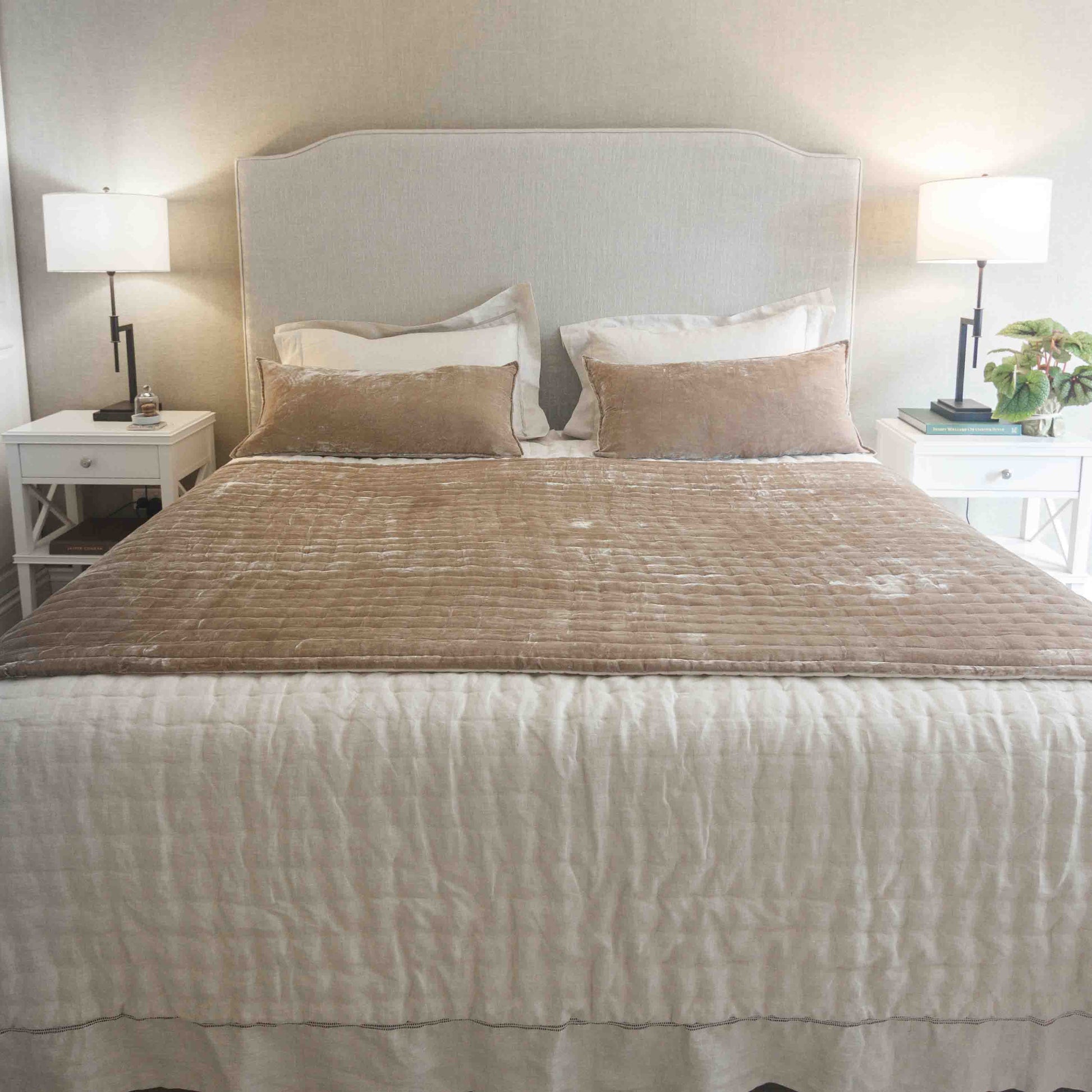 Tempt Silk Velvet Throw in Latte