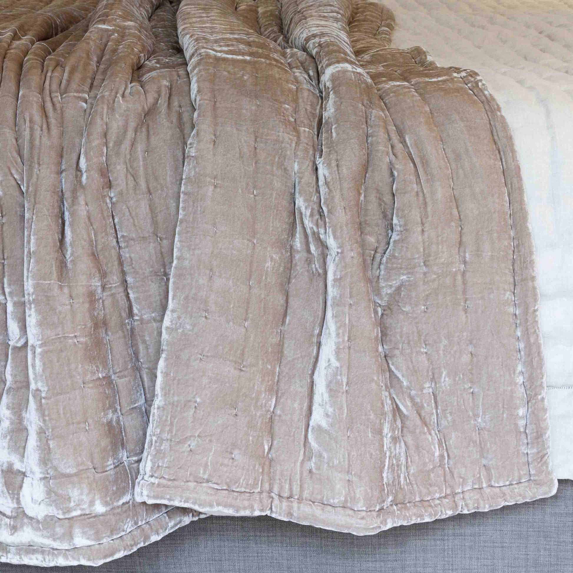 Tempt Silk Velvet Throw in Latte