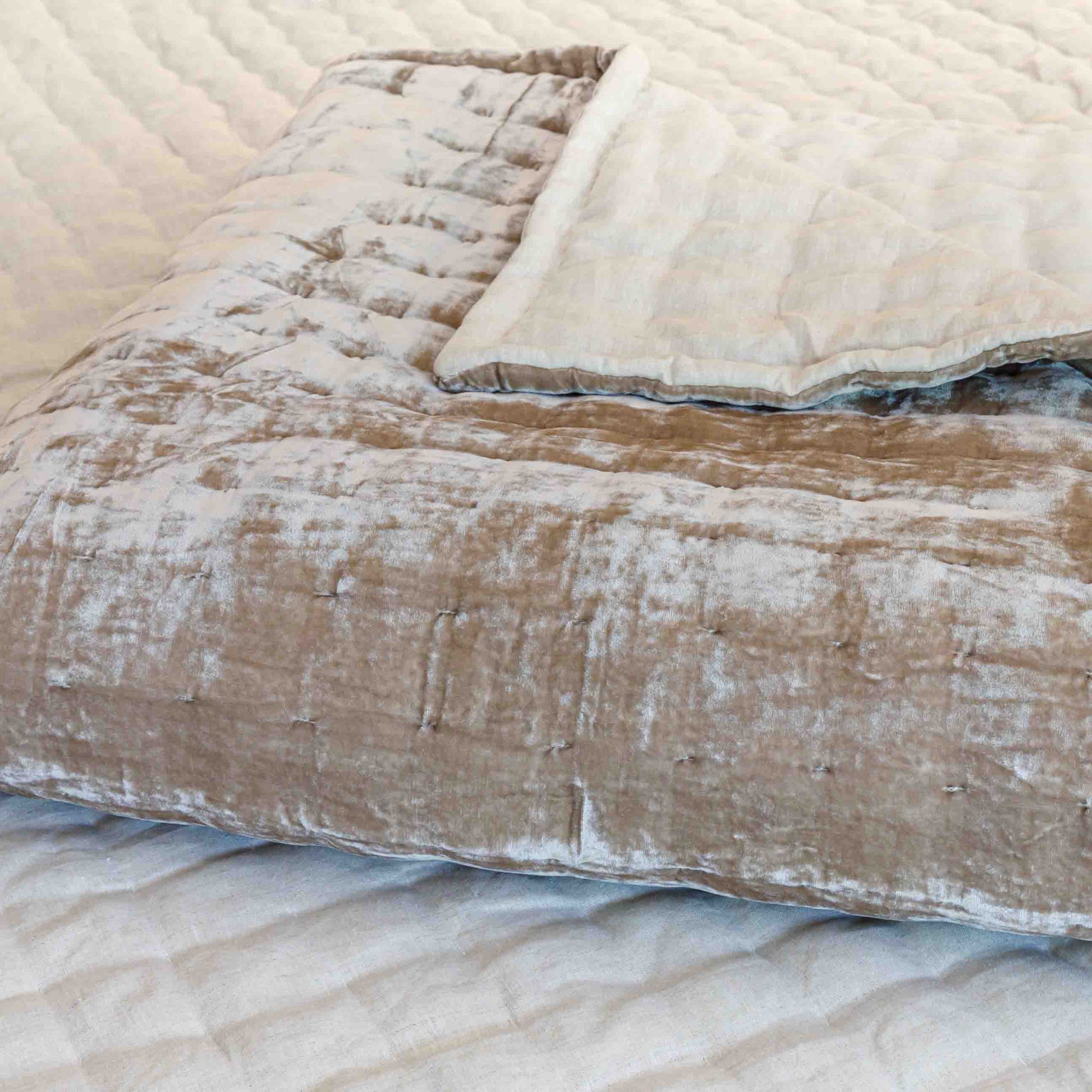 Tempt Silk Velvet Throw in Latte
