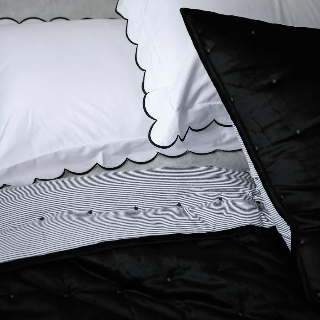 Dainty Cotton Velvet Throw - Black