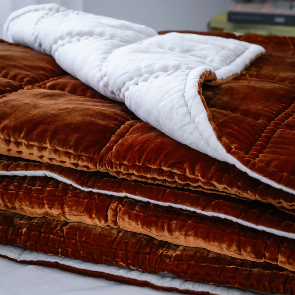 Bliss Silk Velvet Quilt - Sienna